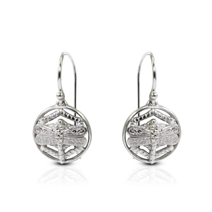 dragonfly earrings 925 sterling silver decorated with web ornament