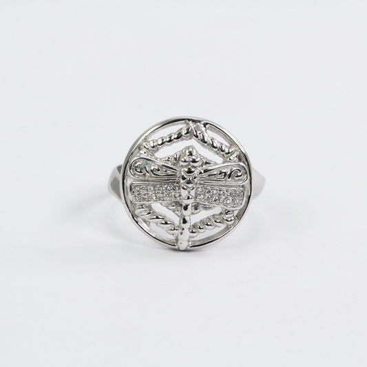 Dragonfly ring 925 sterling silver decorated with web style