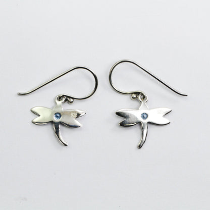 tiny dragonfly earrings 925 sterling silver decorated genuine blue topaz