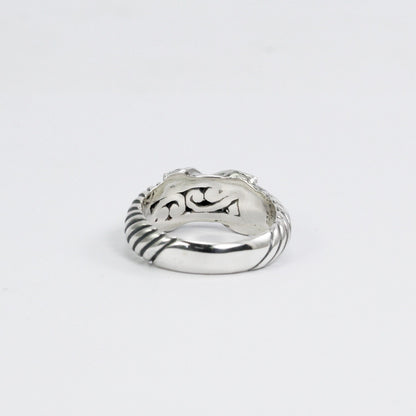 cable ring 925 sterling silver decorated with genuine white zircon