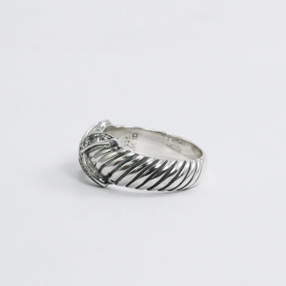 cable ring 925 sterling silver decorated with genuine white zircon