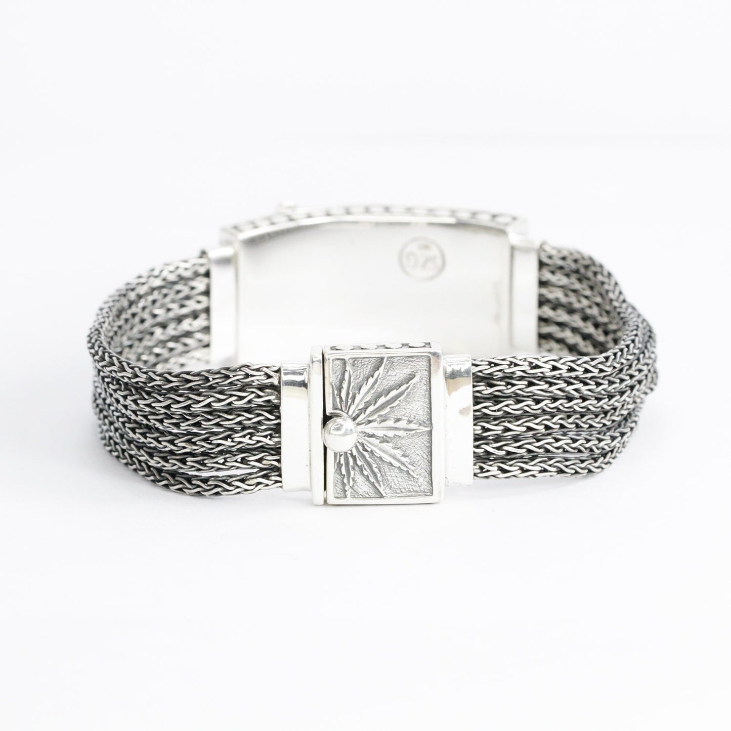 cannabis bracelet 925 sterling silver decorated with dragonfly ornament 18K yellow gold and woven snake chain
