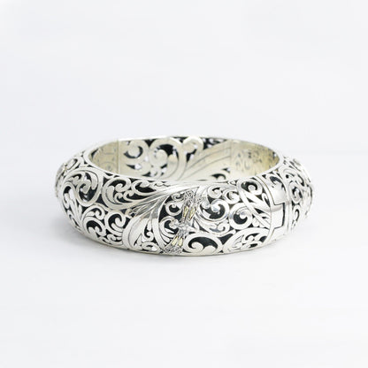 dragonfly bangle 925 sterling silver limited item decorated with open work filigree and 18K yellow gold wings accent