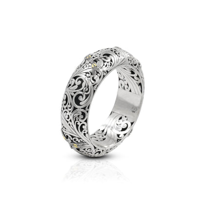 dragonfly bangle 925 sterling silver limited item decorated with open work filigree and 18K yellow gold wings accent