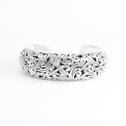 dragonfly cuff bangle 925 sterling silver decorated with beautiful open work filigree in antique finishing
