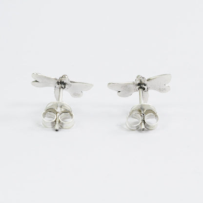 cute dragonfly earrings stud 925 sterling silver decorated with swirl filigree ornament