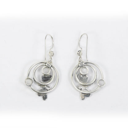 Moonstone earrings set in 925 sterling silver decorated with dragonfly ornament