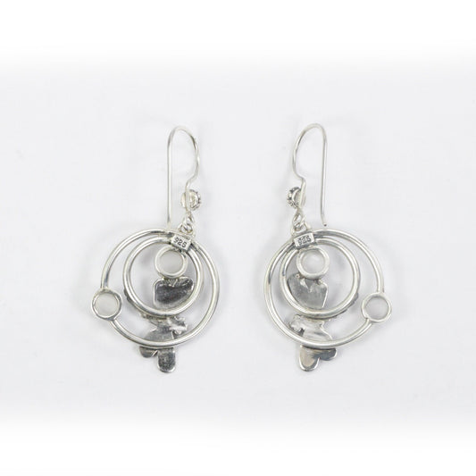 Moonstone earrings set in 925 sterling silver decorated with dragonfly ornament