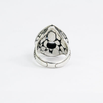 Filigree ring 925 sterling silver with genuine white zirconia, doom style ring, pear shape ring