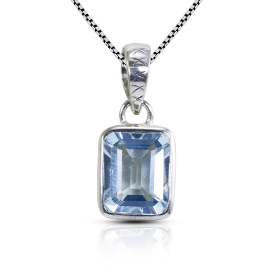 blue topaz pendant necklace 925 sterling silver, December birthstone pendant