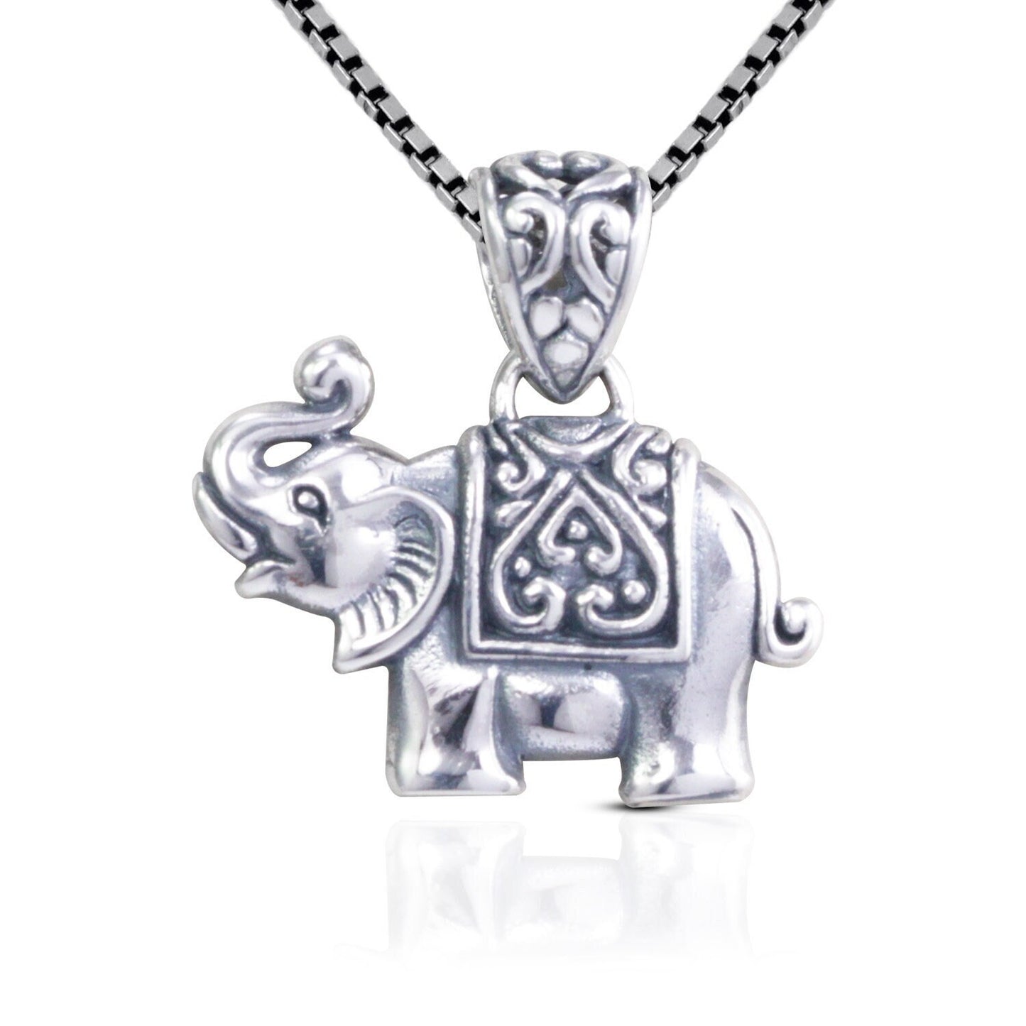 Elephant Pendant Set 925 Sterling Silver with traditional design