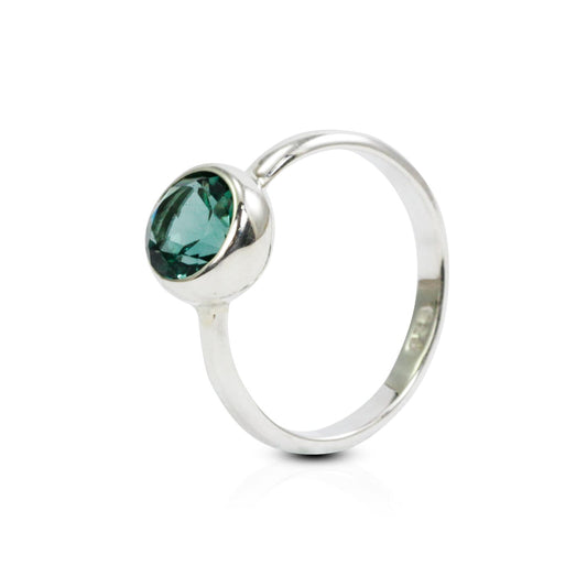 green quarts ring 925 sterling silver bezel set solitaire ring style