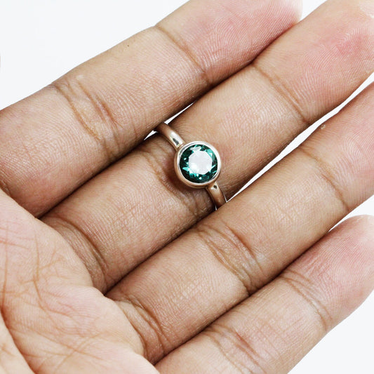 green quarts ring 925 sterling silver bezel set solitaire ring style