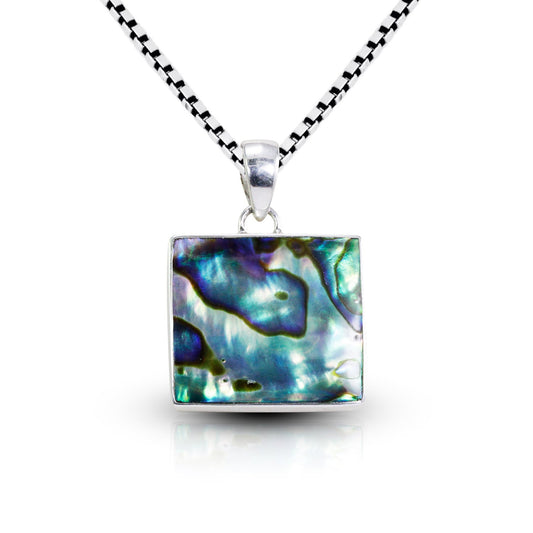 paua shell pendant necklace set in 925 sterling silver, Paua shell pendant