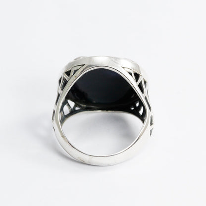 owl ring 925 sterling silver with natural garnet decorated with open work Celtic ornament