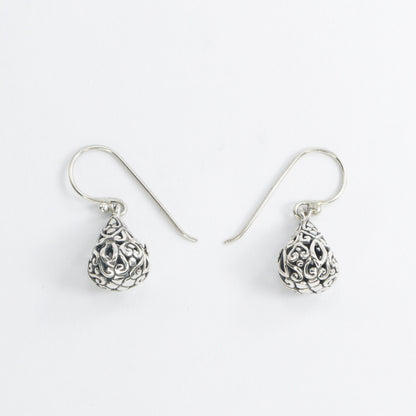 silver earrings drop full filigree ornament 925 sterling silver with antique finish