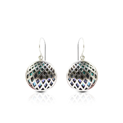abalone shell earrings 925 sterling silver decorated with cage ornament