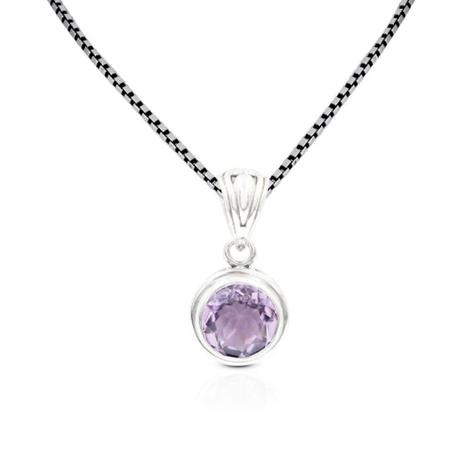 amethyst pendant necklace 925 sterling silver with bezel set decorated with filigree ornament