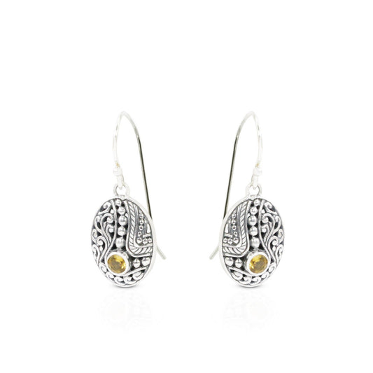 Citrine earrings 925 sterling silver decorated with delicate filigree ornament