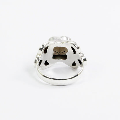 smoky quarts ring 925 sterling silver decorated with natural black shell