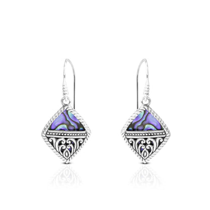 abalone shell earrings 925 sterling silver decorated with beautiful filigree open work ornament