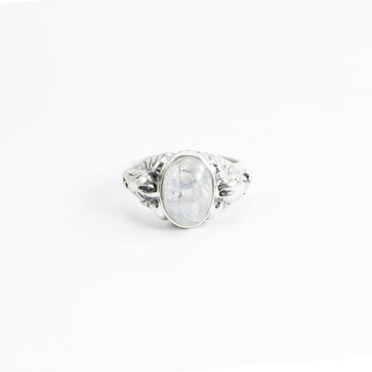 elephant ring 925 sterling silver with genuine rainbow moonstone