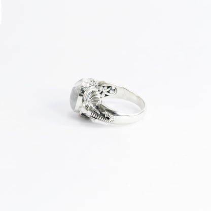 elephant ring 925 sterling silver with genuine rainbow moonstone