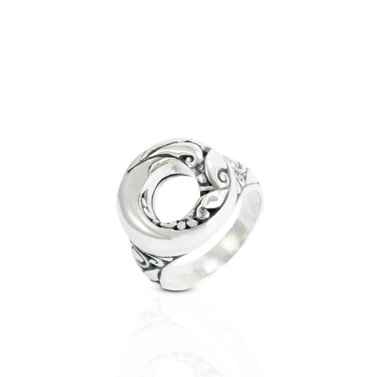 infinity ring 925 sterling silver decorated filigree inspired by Bali art