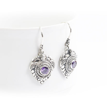turtle earrings 925 sterling silver decorated with beautiful filigree work and amethyst zirconia