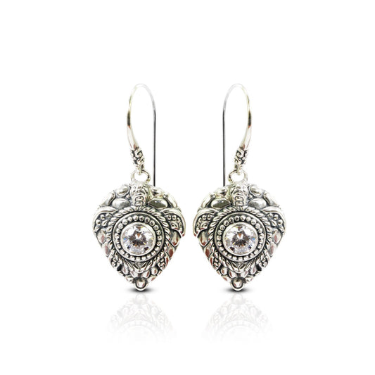 turtle earrings 925 sterling silver decorated with beautiful filigree work and white zirconia