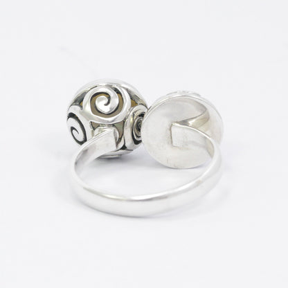 Bypass pearl ring 925 sterling silver, fresh water pearl ring, filigree ring