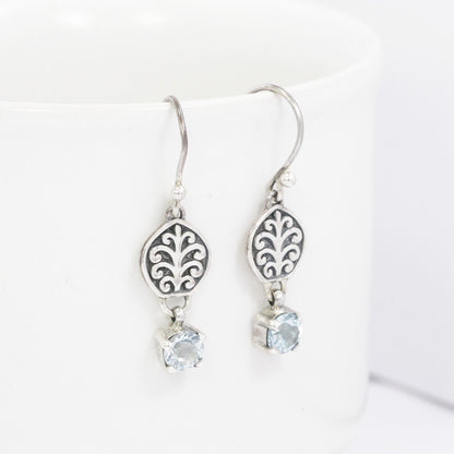 dream catcher earrings 925 sterling silver with genuine blue topaz