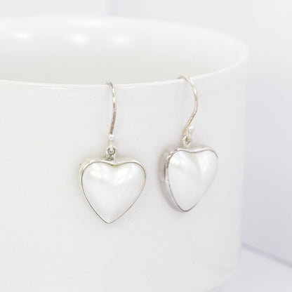 heart shape white mabe pearl earrings 925 sterling silver