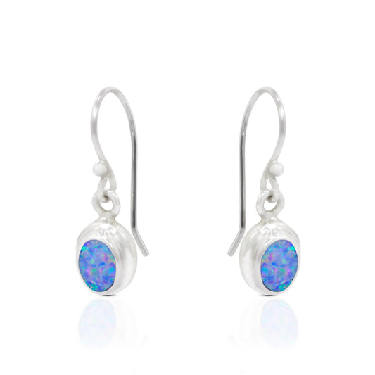 Fire opal earrings set in 925 sterling silver double bezel, Australian Opal earrings