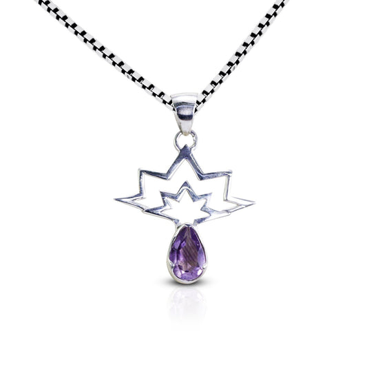amethyst pendant tear drop set in 925 sterling silver
