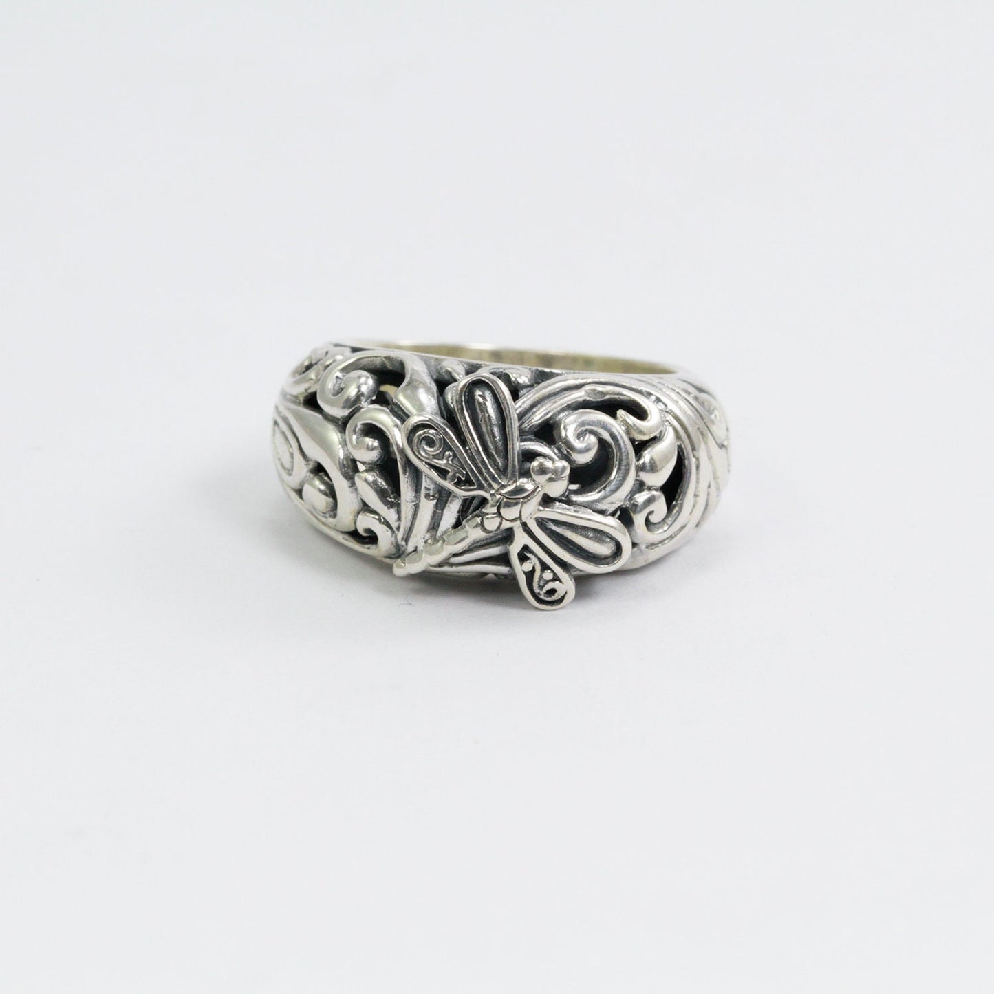925 sterling silver dragonfly ring  with antique finishing decorated with filigree ornament
