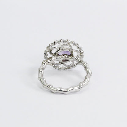 flower ring 925 sterling silver with genuine Brazilian amethyst