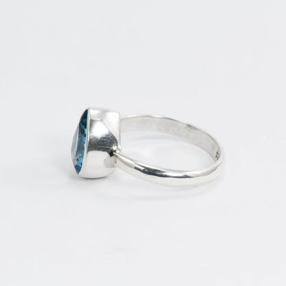tear drop Blue topaz ring 925 sterling silver handmade bezel set