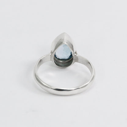 tear drop Blue topaz ring 925 sterling silver handmade bezel set