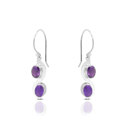 amethyst earrings 925 sterling silver with handmade bezel set