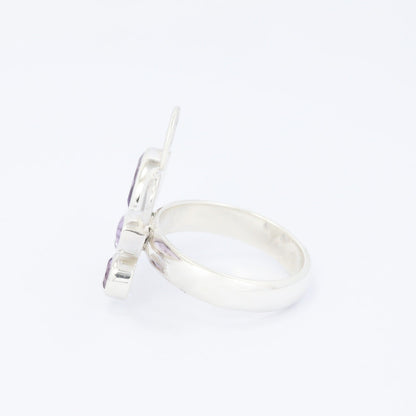 butterfly ring 925 sterling silver with genuine Brazilian amethyst bezel set