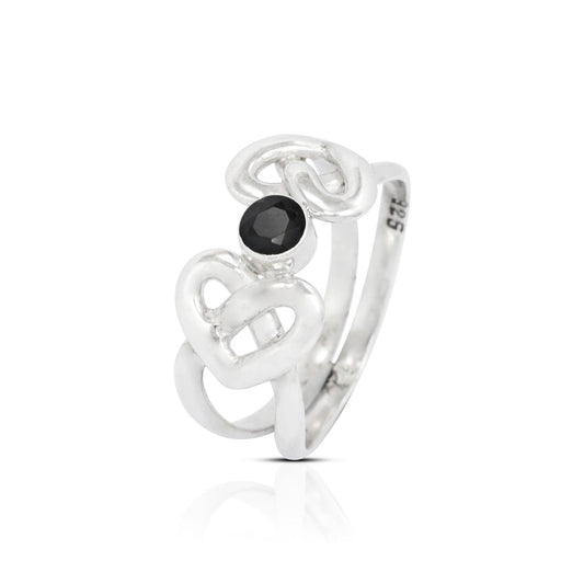 Celtic ring 925 sterling silver with genuine black onyx