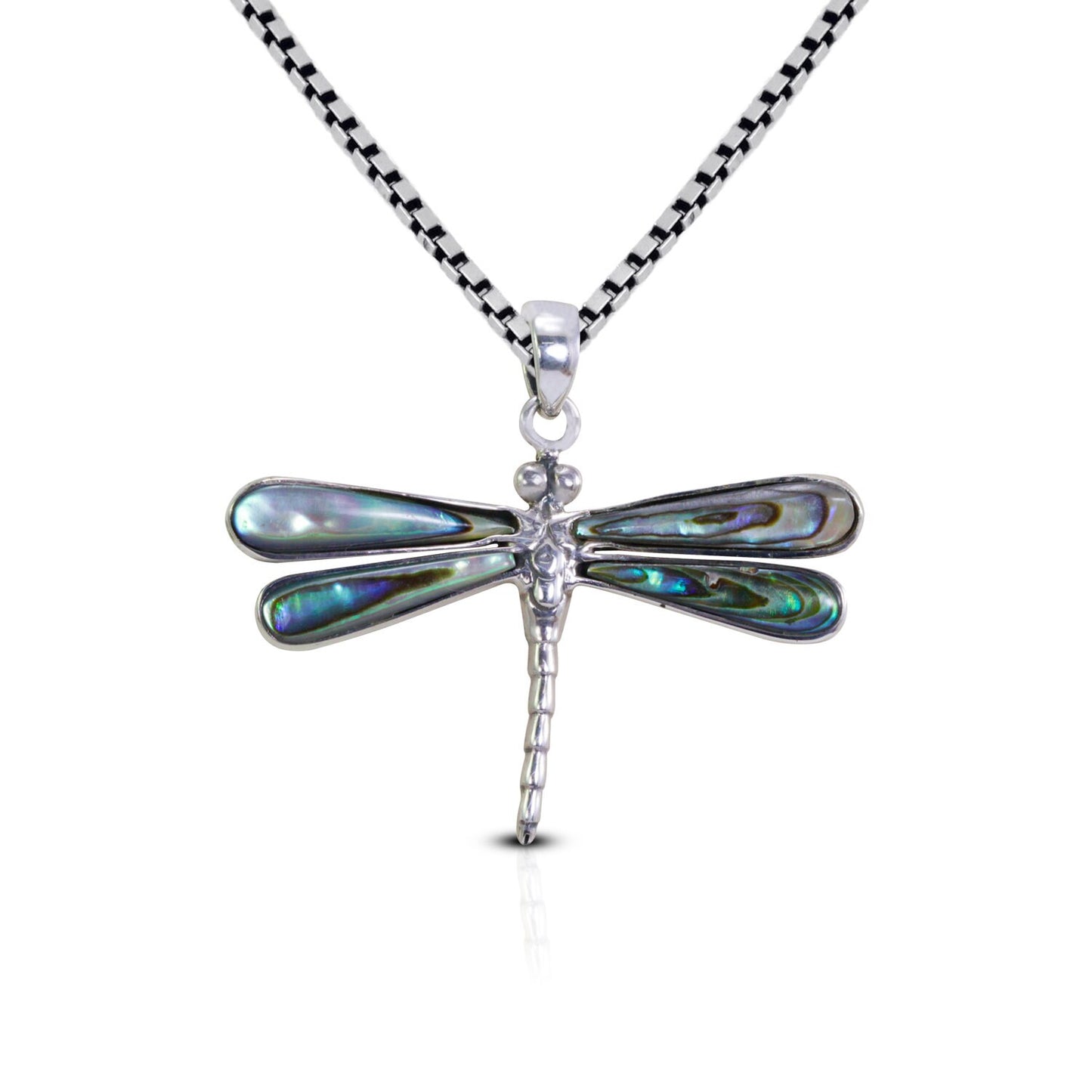 Dragonfly pendant 925 sterling silver with genuine abalone shell