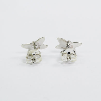tiny dragonfly earrings stud 925 sterling silver and 18K gold decorated with swirl filigree ornament