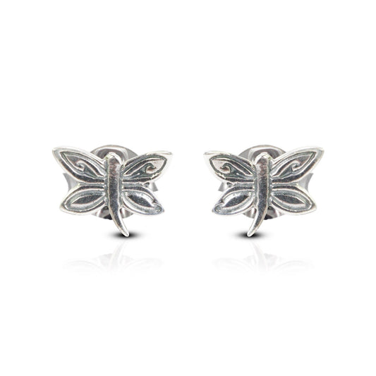 dragonfly earrings stud 925 sterling silver decorated with swirl filigree ornament