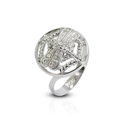 Dragonfly ring 925 sterling silver decorated with web style
