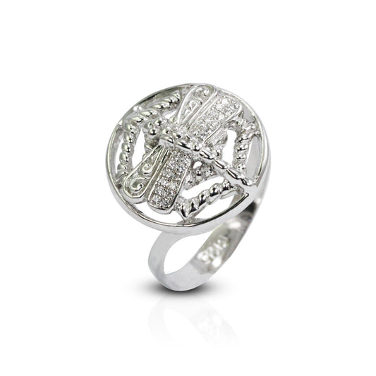 Dragonfly ring 925 sterling silver decorated with web style