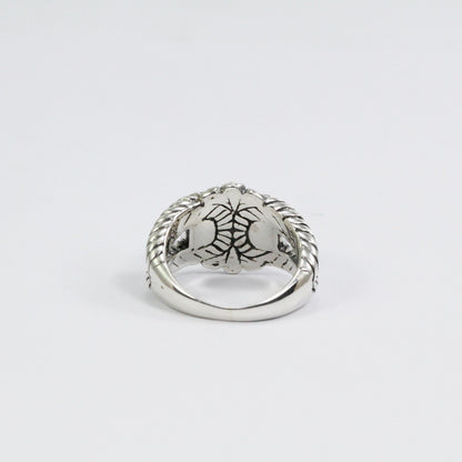 cable ring 925 sterling silver decorated with genuine white zircon and 18K yellow gold