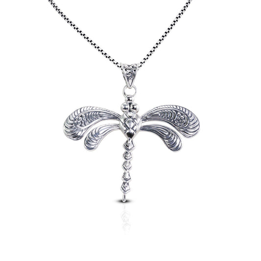Dragonfly pendant 925 sterling silver decorated with open work filigree