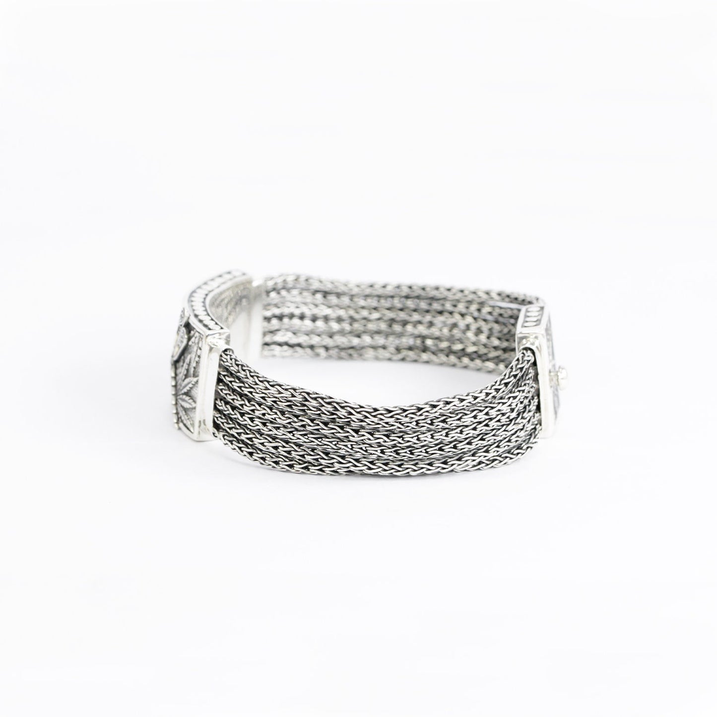 cannabis bracelet 925 sterling silver decorated with dragonfly ornament 18K yellow gold and woven snake chain